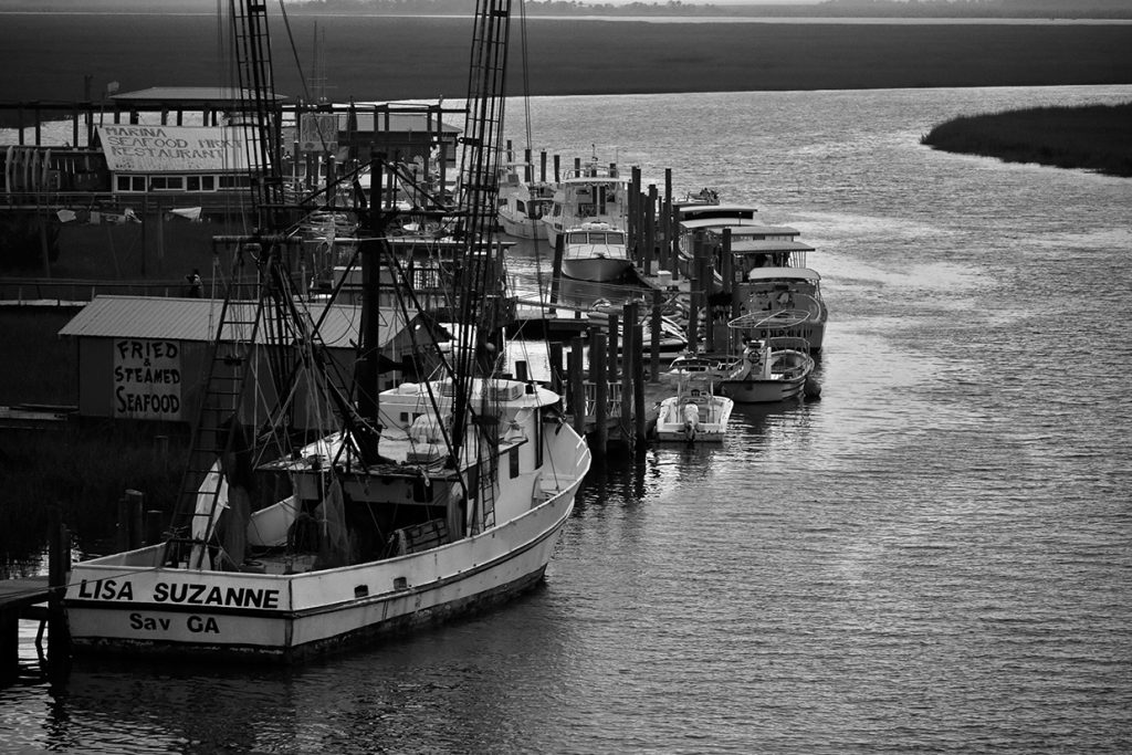 Boats docked at Tybee Island Marina