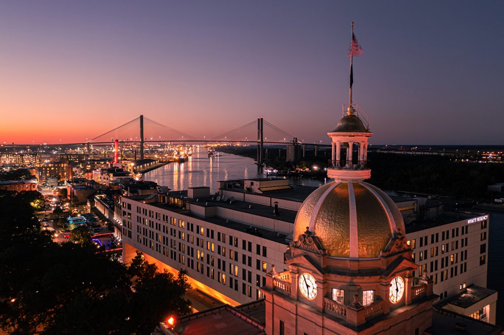 Savannah skyline at sunset